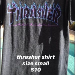 THRASHER GREY FLAME TEE